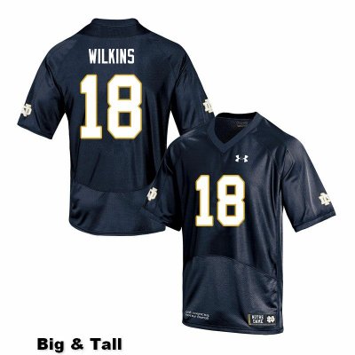 Notre Dame Fighting Irish Men's Joe Wilkins #18 Navy Under Armour Authentic Stitched Big & Tall College NCAA Football Jersey FLS0699FB